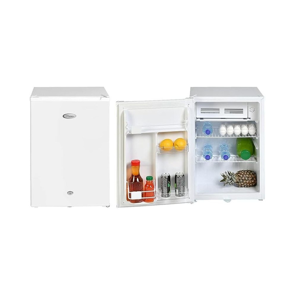 Super General 90 Liter Gross Volume Compact Mini-Refrigerator, White, Beverage-Fridge With Child Lock, Shelf, Freezer-Box, Reversible Door, SGR-045-H