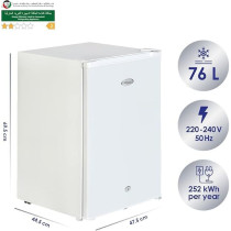 Super General 90 Liter Gross Volume Compact Mini-Refrigerator, White, Beverage-Fridge With Child Lock, Shelf, Freezer-Box, Reversible Door, SGR-045-H