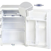 Super General 90 Liter Gross Volume Compact Mini-Refrigerator, White, Beverage-Fridge With Child Lock, Shelf, Freezer-Box, Reversible Door, SGR-045-H