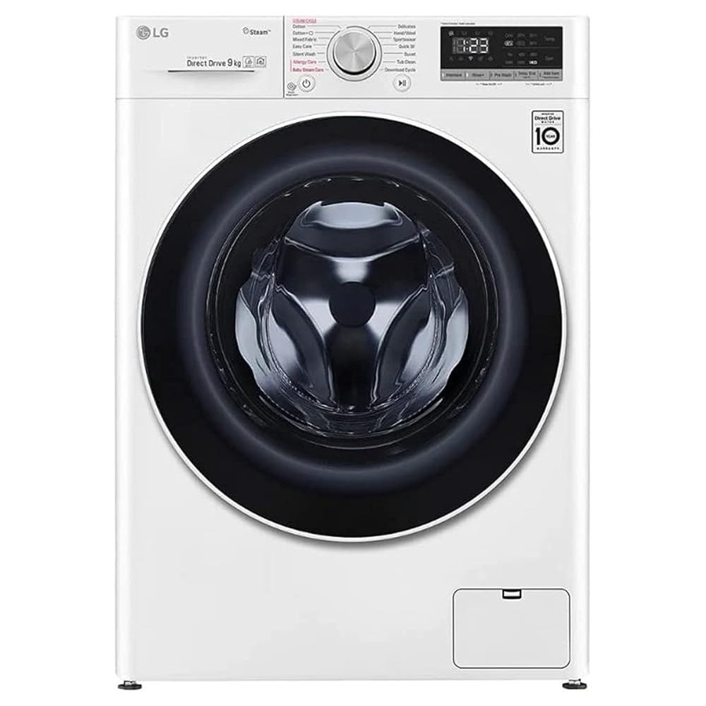 LG 9 Kg Front Load Washing Machine 1400 RPM AI DD Steam Thinq, White, F4R5VYG0W