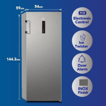 Super General Upright Freezer, 215 Liters Gross Capacity, Inverter Compressor, No Frost, Ice Twist Maker, Reversible Door, LED Display With Digital Control, SGUF-301NFDCI