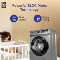 Super General 8 Kg Front-Load Washing Machine With Inverter Motor, 1400 RPM, Energy-Saving, Silver, 23 Programs, SGW8250NLEDS