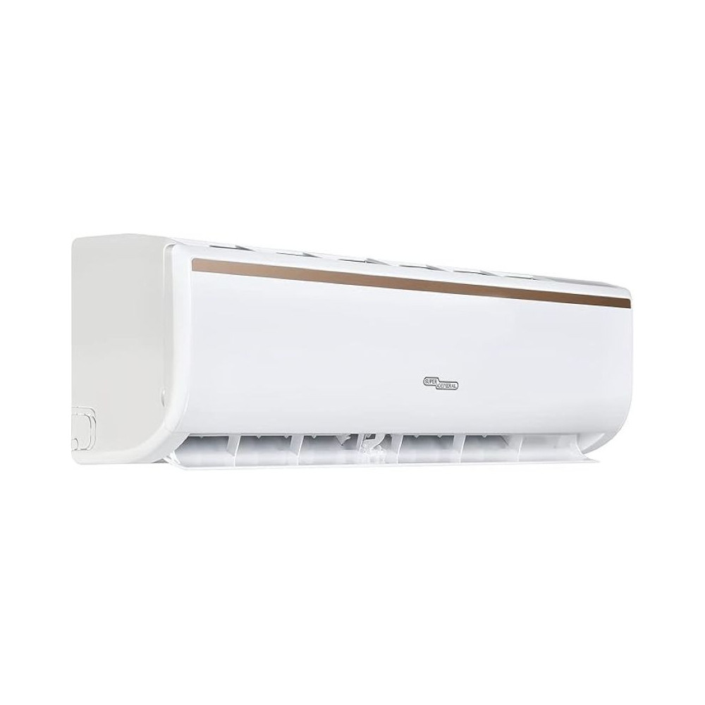 Super General 1.5 Ton Split Air Conditioner, 18000 BTU, Rotary Compressor, Auto Restart, Gold Fin, 4-Way Swing, SGS-181-KE, White