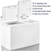 Super General 12 Kg Twin-Tub Semi-Automatic Washing Machine, White, Efficient Top-Load Washer With Low Noise Gear Box, Spin-Dry, SGW-1212