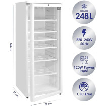 Super General 275 Liter Gross Compact Single-Door Chiller, Upright Beverage-Showcase, Energy-Saving, Low-Noise, White, SGSC256