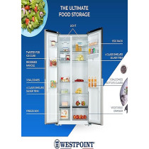 Westpoint 570 Liters Side By Side Refrigerator With Water Dispenser, No Frost Technology With Twin Cooling, Recessed Handle, Energy Efficient, Stainless Steel Finish, WSKN-5517-ERWDI
