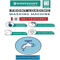 Westpoint 8Kg Front Load Washing Machine 1200 Rpm With 16 Washing Programs And Quick Wash In 15Minutes Led Control Panel White, WMT-81222