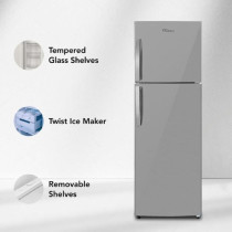 Super General Refrigerator-Freezer, 360 Liters Gross Capacity, Total No Frost, Multi-Air Flow, Chiller Zone With Easy Slide, Double Door, Silver, SGR360N