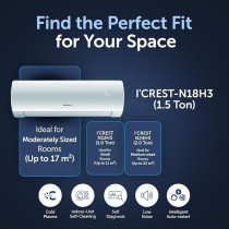 Gree 1.5 Ton Split Air Conditioner I Crest-N18H3 Heat And Cool, Inverter Compressor, Wifi, 3D Air Flow, Turbo Cooling, Gold Fin
