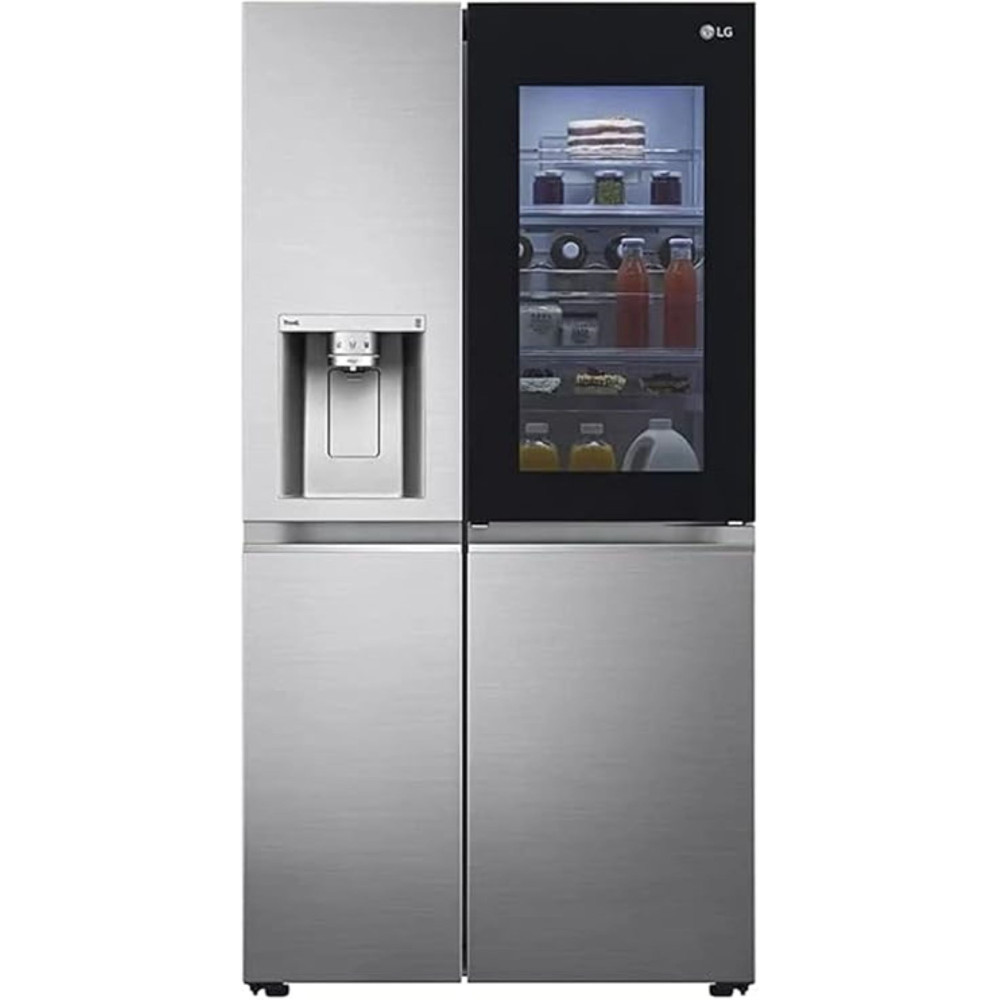LG 598 Liter Side By Side Refrigerator Insta View Thinq , Uvnano, Linear Cooling, Thinq In Color Silver, Model-GCX287TNSI