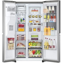 LG 598 Liter Side By Side Refrigerator Insta View Thinq , Uvnano, Linear Cooling, Thinq In Color Silver, Model-GCX287TNSI