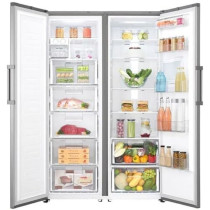 LG 708 Liter Fridge And Freezer No Frost Twins Cooling System With Water Dispenser Inverter Compressor Platinum Colour Silver Model - GCB414ELFM/GC-F411ELDM