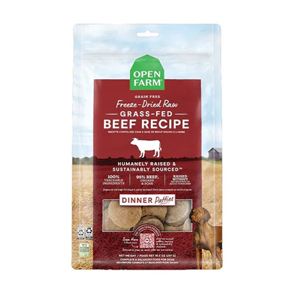 Open Farm 297G Freeze Dried Raw Grass Fed Beef Patties Dry Dog Food