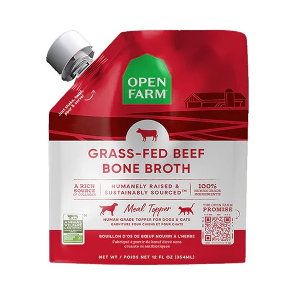 Open Farm 12Oz Grass Fed Beef Bone Broth Meal Topper For Dogs And Cats