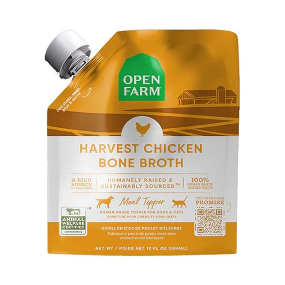 Open Farm 12Oz Harvest Chicken Bone Broth Meal Topper For Dogs And Cats