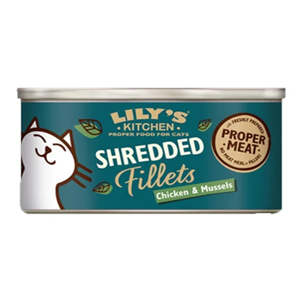 Lily'S Kitchen 24 X 70G Shredded Fillets Chicken And Mussels In Broth Wet Cat Food
