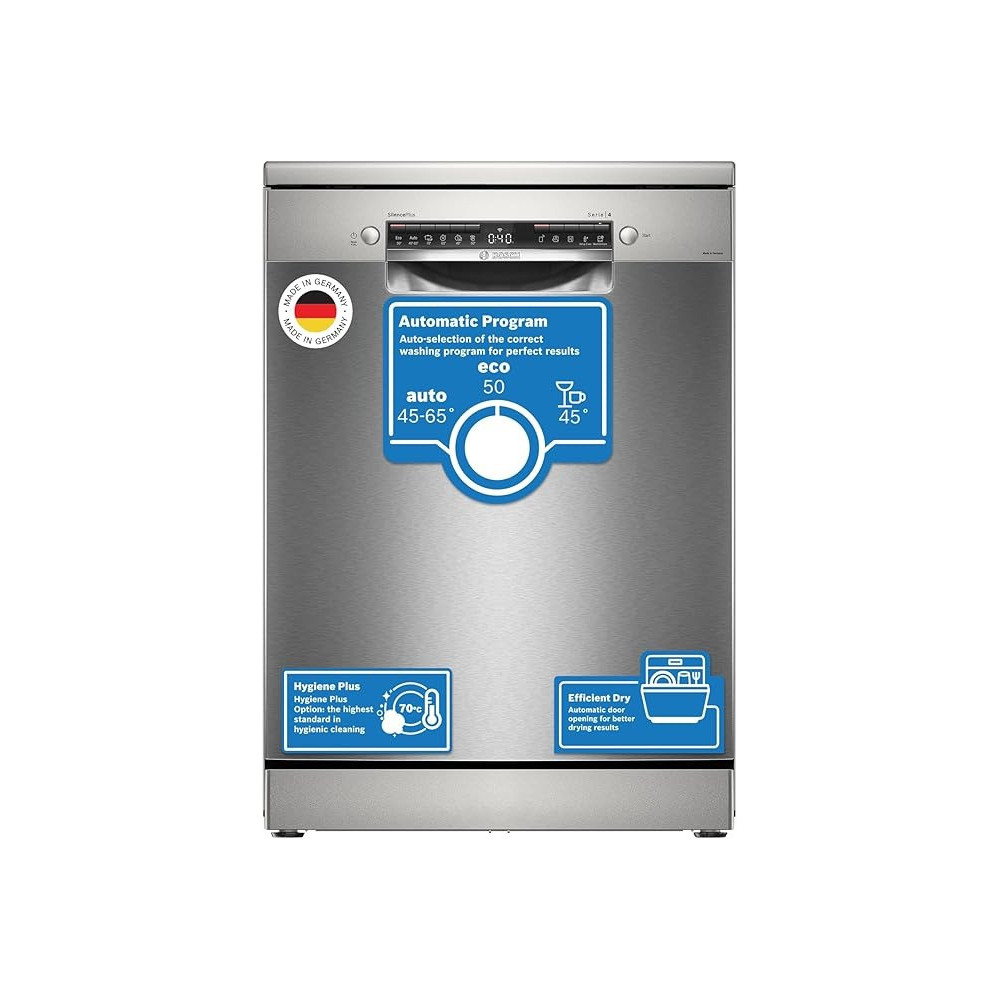 Bosch Series 4, Free-Standing Dishwasher 60 Cm, 14 Place Settings, Home Connect Remote Monitoring And Control, SMS4ECI26M