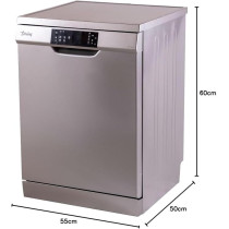 Terim 60 Cm Freestanding Dishwasher With 15 Place Settings, Quick Clean And Turbo Drying Function, Delay Timer And Half Load Option, TERDW1506VS, Silver