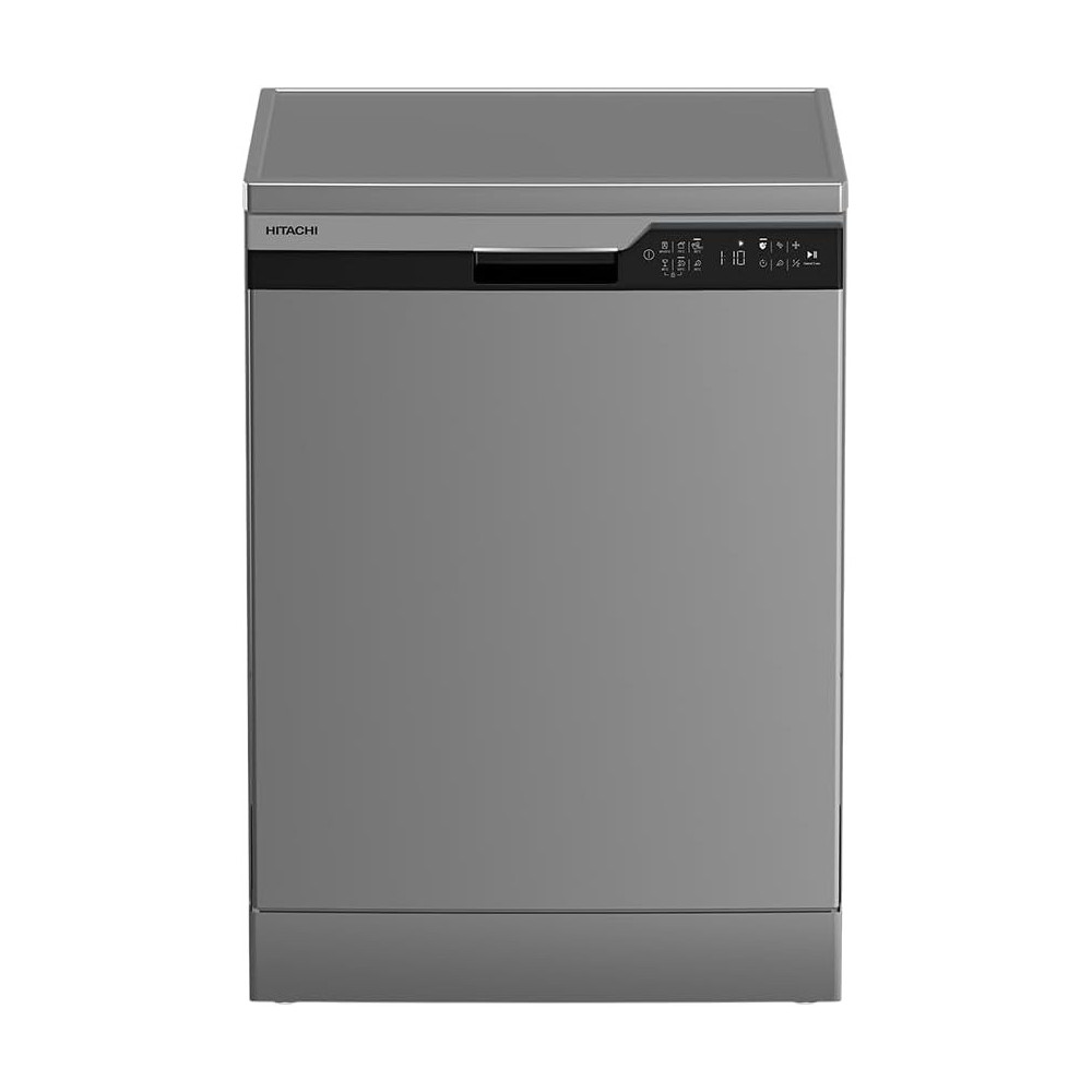 Hitachi Dishwasher Freestanding, 14 Place Setting, 6 Programs, Intensive Wash, Glass Care, Inverter Motor-Turbo Washing, Gentle Washing At 40 Degree C, Silent Dishwasher, Overflow Safety, Inox, HDF-F146VS