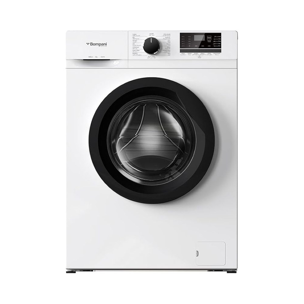 Bompani 6 Kg Front Load Washing Machine, 16 Programs, LED Display, Push Button And Knob Control, Ipx4 Rating, BI2876, White