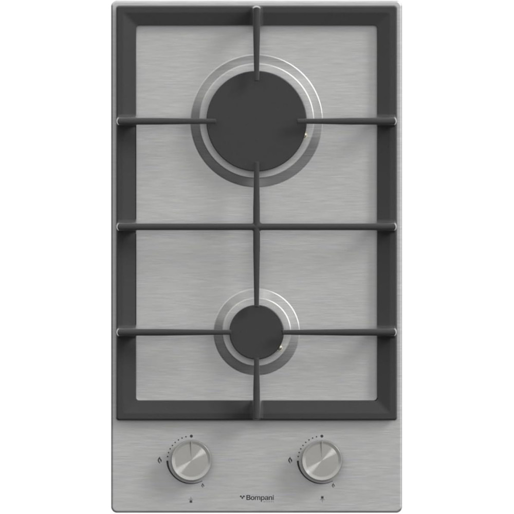 Bompani Built-In Hobs, 2 Gas Euro Type Pool Burners, All Sabaf Burners, Matt Stainless Steel Body, BO263LGT, Silver