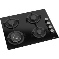 Bompani 60Cm Built-In Hob, 4 Gas Euro Type Pool Burners, Sabaf Burners, Tempered Black Glass, BO217VFT, Black