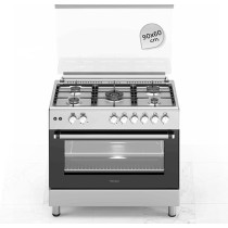 Bompani 90 x 60Cm 5-Burner Cooking Range With Mechanical Timer, Gas Oven, Grill, Ffd, Full-Safety, Automatic Ignition, BO693YAL, Silver