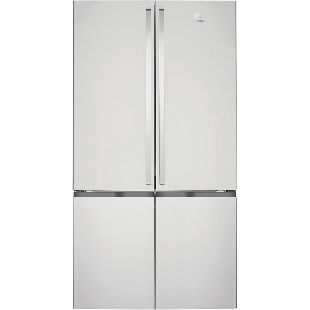 Electrolux 600L Gross Side By Side 4 Door Premium Refrigerator, Inverter Compressor, French Door Fridge, Eventemp Cooling System, Large Metal Bottle Rack, Stainless Steel, EQA6000X