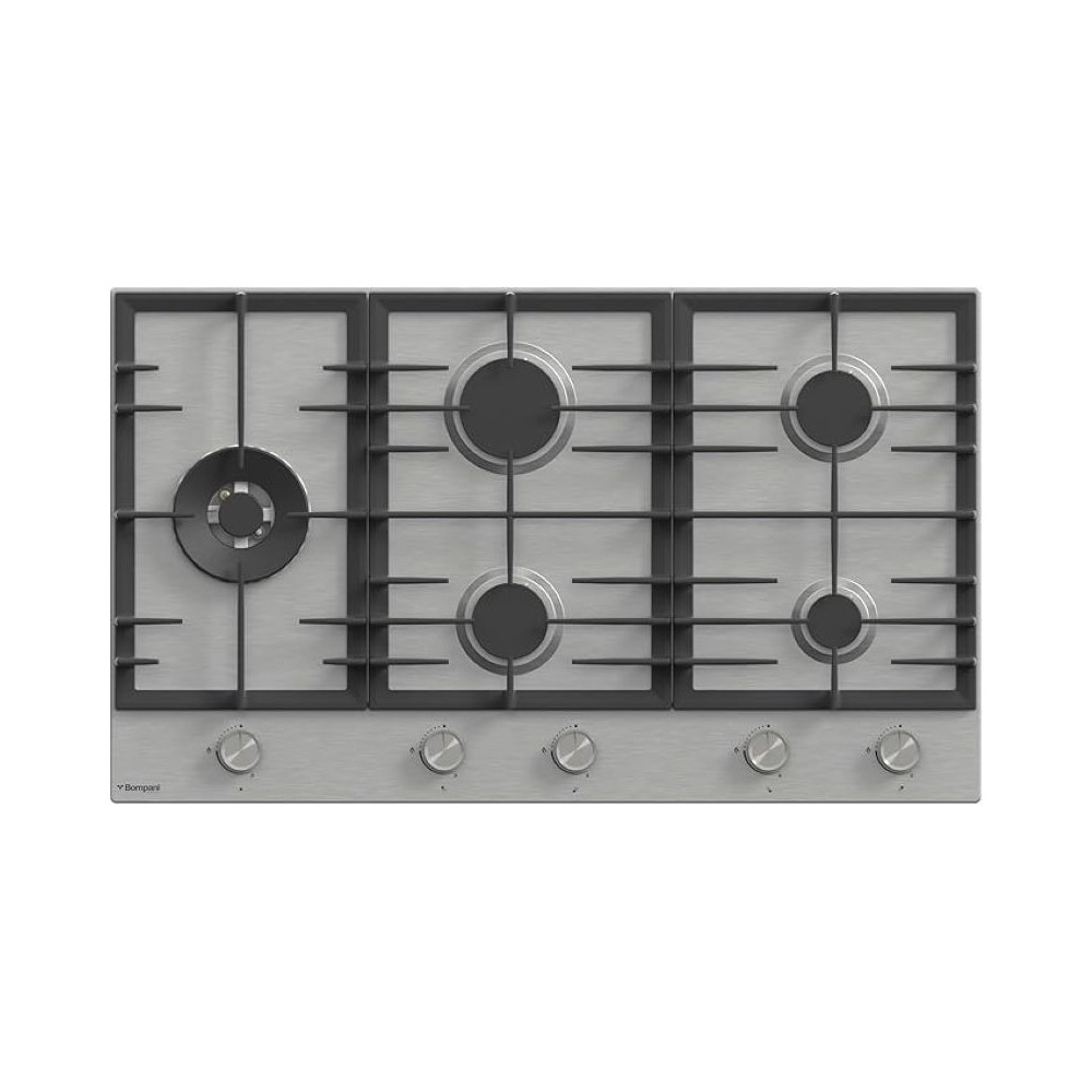 Bompani 90Cm Built-In Hob, 5 Gas Euro Type Pool Burners, Sabaf Burners, Stainless Steel Body, BO293MQT, Silver