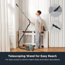 Eureka 2000W Vacuum Cleaner 2.2L Dust Cup Cyclone Filtration Canister Bagless Vacuum Cleaner Washable Fliter For Pet Hair, Carpet, Tile, 220V, Apollo