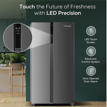 Bompani 472L Gross And 436L Net Capacity Side By Side Refrigerator-Freezer With No-Frost Technology, Electronic Temperature Control, Recessed Handle, R600A Refrigerant, BR800, Inox