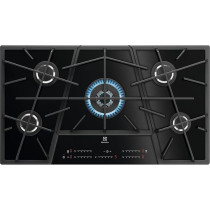 Electrolux 90Cm Built-In Gas Ceramic Hob With 5 Burners, Touch Controls With The Bright LED Light, Residual Heating Indicator And Hob Safety, Pelican 9 Steps Controls, Black, KGV9539IK