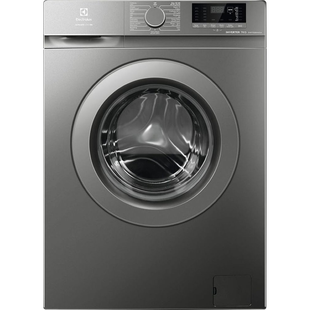 Electrolux 7Kg Bldc Inverter Motor Washing Machine, 1200Rpm, 15 Programs, Fully Automatic Freestanding Washer, 5 Star Energy Efficiency, LED Indicator, Hygiene Care And Tub Clean, Dark Grey, EWF7028M6GA