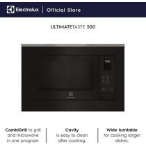 Electrolux 25L Premium Built-In Grill Microwave Oven Ultimatetaste500, 7 Pre-Set Programs, Touch Screen Controls With Auto Programs, Ideal For Reheating, Grilling And Cooking, EMSB25XG