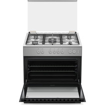 Haier Gas Cooking Range 5 Burners Freestanding Oven Capacity 104L 3-sec auto cut off Safe Convenient Flame Failure Device Dual tempered glass 90×60 cm Color stainless steel, HCR9060GT1