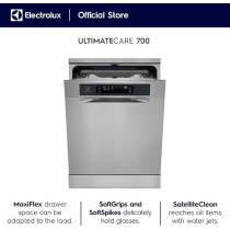 Electrolux 15 Place Settings Freestanding Dishwasher With 8 Programs, Inverter Motor, Fully Automatic With Satellite Clean Technology, Sensor Control, Low Noise Level, ESZ89300SX Silver