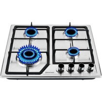 Westpoint 4 Burner Countertop Gas Hob 60 Cm With Auto Ignition, Cast Iron Support, Full Safety Features, Straight Flame, Stainless Steel Body, Enamabled Burners, WGUJ-6640GIF
