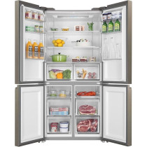 Haier Side By Side French Door 4 Doors Refrigerator Fridge Sorted Storage Natural Freshness Humidity Zone (Hcs) Twin Inverter Technology Multi Airflow Gross Capacity 700L Silver, HRF-700TS