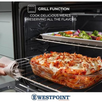 Westpoint Stainless Steel 5 Gas Burner Full Safety Freestanding Cooking Range (90 x 60Cm), Grill Function, Timer Function, Cast Iron Support, Double Glass Oven Door, Auto Ignition, WCLR-9650G0CIID