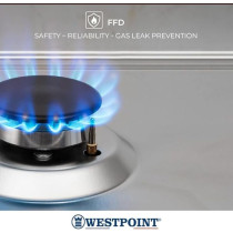 Westpoint Stainless Steel 5 Gas Burner Full Safety Freestanding Cooking Range (90 x 60Cm), Grill Function, Timer Function, Cast Iron Support, Double Glass Oven Door, Auto Ignition, WCLR-9650G0CIID