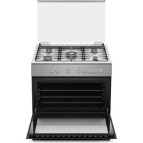 Haier Gas Cooking Range 5 Burners Freestanding Oven Capacity 104L Safe Convenient Flame Failure Device Removeable Glass Dual Convection Fan 90 x 60 Cm Color Stainless Steel, HCR9060GT2