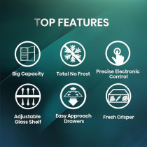 Hisense Two Door Top-Mount 635L Freezer Fridge, Precise Electronic Control, Big Capacity, Total No Frost, RT3N635NAD4, Silver