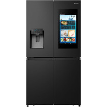 Hisense Four Door French Smart Refrigerator With Touch Screen, 538L Net Capacity, Water And Ice Dispenser, Premium Black, RQ759N4IBU1