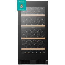 Hisense 108 Bottle Wine Cooler, Dual Temp Zone, Low Noise, Reversible Door, Black, RW3N230GALF