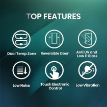 Hisense 108 Bottle Wine Cooler, Dual Temp Zone, Low Noise, Reversible Door, Black, RW3N230GALF