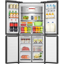 Hisense Cross Door American 457L Freezer Fridge, My Fresh Choice, Dual-Tech Cooling, Bottom Cooling System, Khaki Glass, RQ5G470SBK3