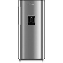 Hoover 195L Single Door Refrigerator With Water Dispenser, Curved Door Design, Chiller Compartment, LED Lighting, Glass Shelves, Inox Finish, HSD-K195-S