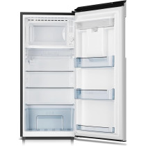 Hoover 195L Single Door Refrigerator With Water Dispenser, Curved Door Design, Chiller Compartment, LED Lighting, Glass Shelves, Inox Finish, HSD-K195-S