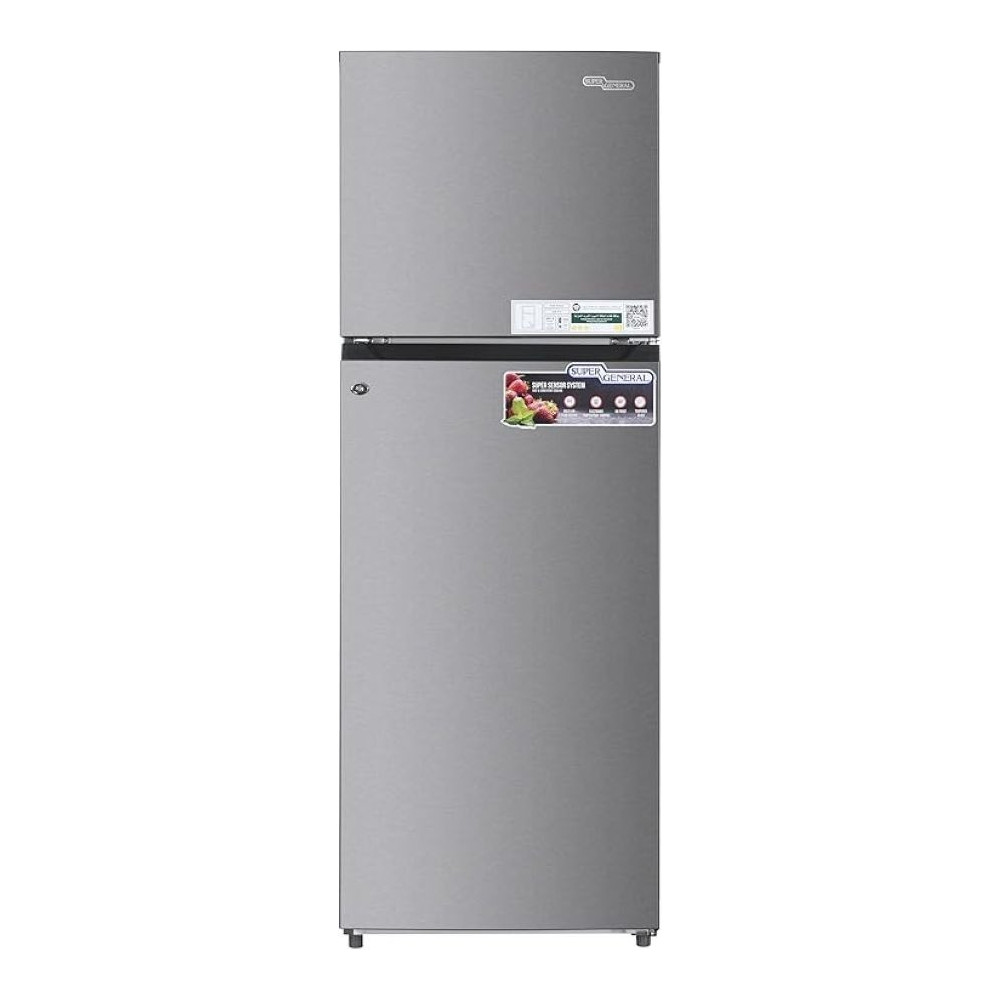 Super General 410 Liter Gross Double Door Refrigerator-Freezer, No-Frost, Inverter Compressor, Lock And Key, Silver, SGR-415-l