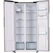 Hoover Side By Side Refrigerator, 532L, Inverter, No Frost, Water Dispenser, Multi Air Flow, LED Light, Premium Silver Trim, Touch Control Display, Inox/Black, Ice Twister, HSB-K532-WS